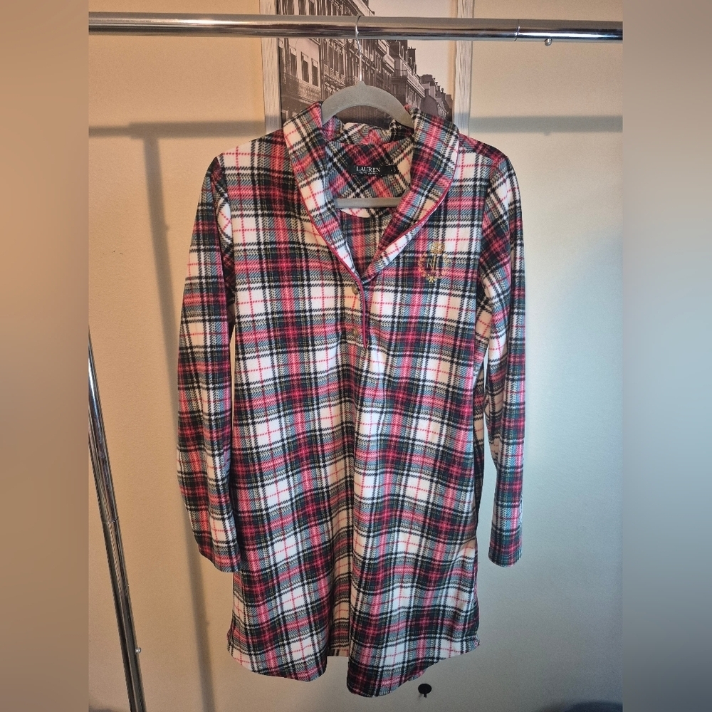 Ralph Lauren plaid flannel long-sleeve night shirt